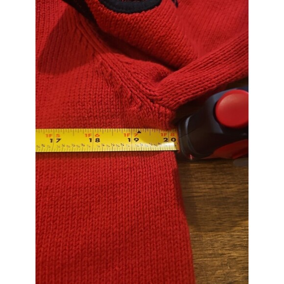 Bob Mackie Wearable Art Full Zip Long Thick Sweater Top Medium Red Black - Picture 4 of 8